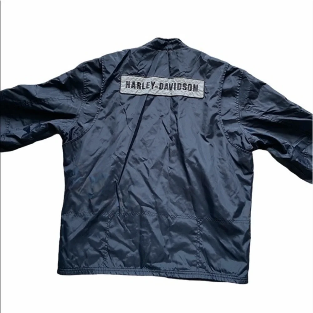 Harley-Davidson‎ Spell Out Black Nylon Zip Windbreaker Motorcycle Zip Jacket